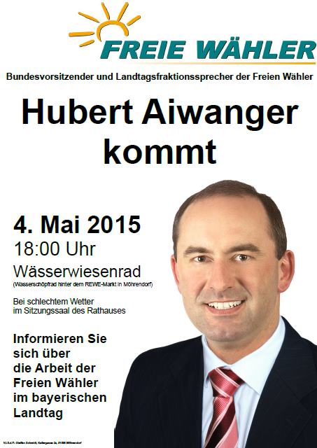 Hubert Aiwanger kommt heute nach Möhrendorf