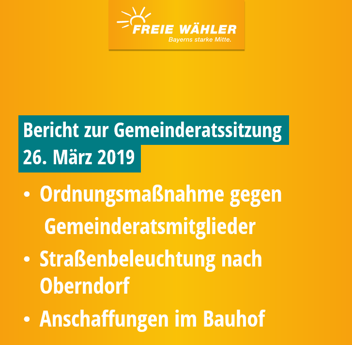 Bericht über die Gemeinderatssitzung vom 26. März 2019