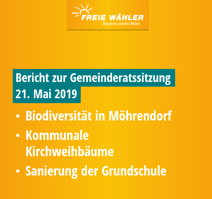 Bericht zur Gemeinderatssitzung vom 21. Mai 2019