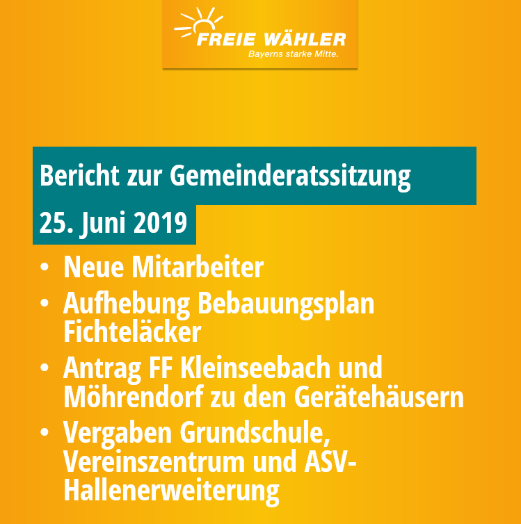 Bericht zur Gemeinderatssitzung vom 25. Juni 2019