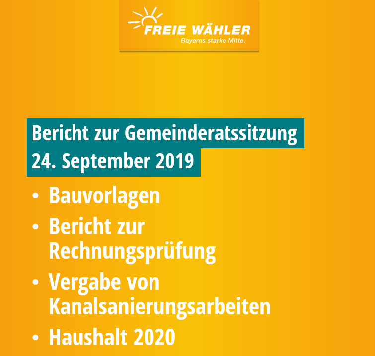 Bericht über die Gemeinderatssitzung vom 24.9.2019