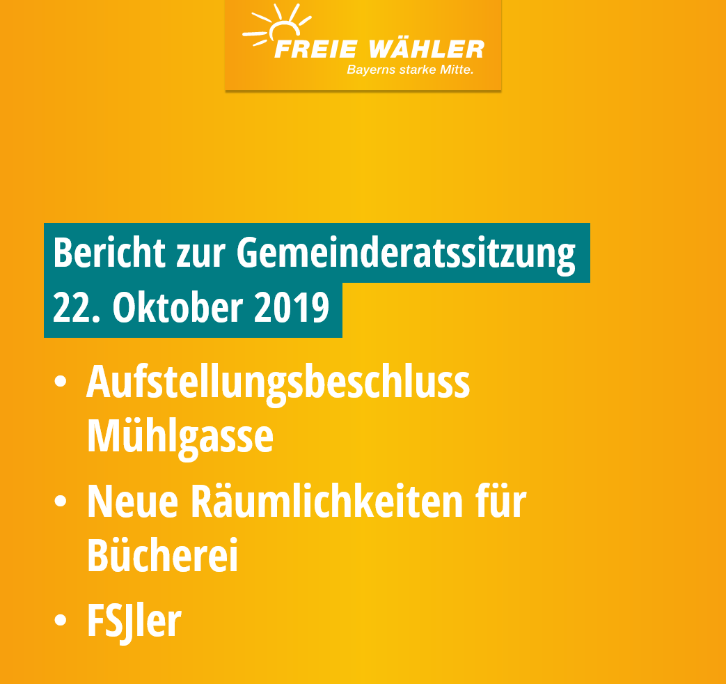 Bericht zur Gemeinderatssitzung vom 22. Oktober 2019