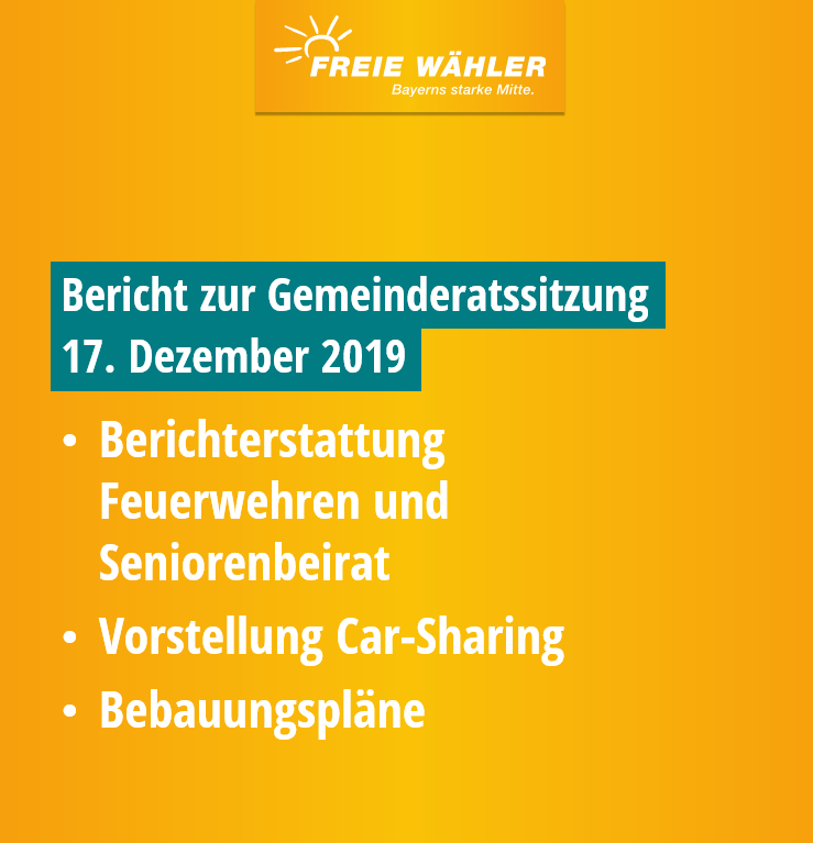 Bericht zur Gemeinderatssitzung vom 17.12.2019