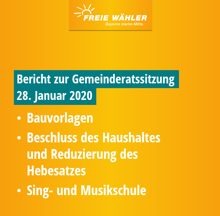 Bericht zur Gemeinderatssitzung vom 28.1.2020